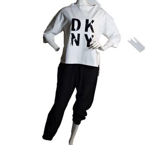DKNY‎ SPORT HIGH LOW GRAPHIC TECHNO SWEATSHIRT WOMEN'S LARGE